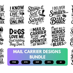 Mail Carrier SVG Bundle | Postal Worker Clipart, Funny Post Office Cut ...