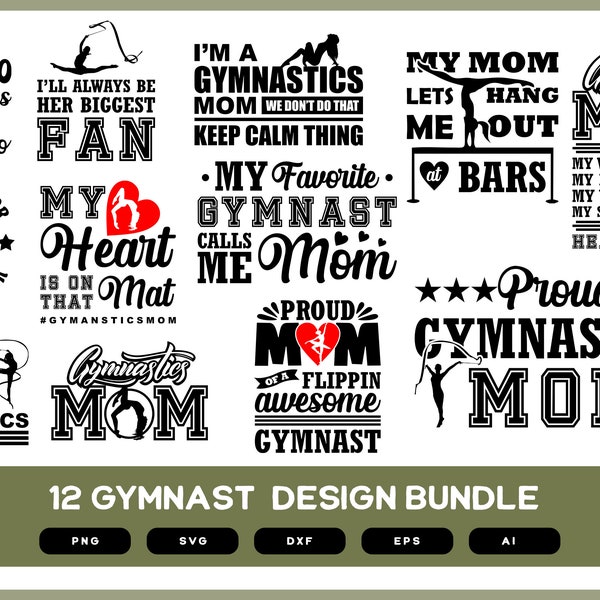 Gymnast Mom Design Bundle | Gymnastics Mom | Gymnastics Mom Design Bundle | Gymnastics Mom SVG | Gymnastics Mom PNG | Gymnast Shirt Design