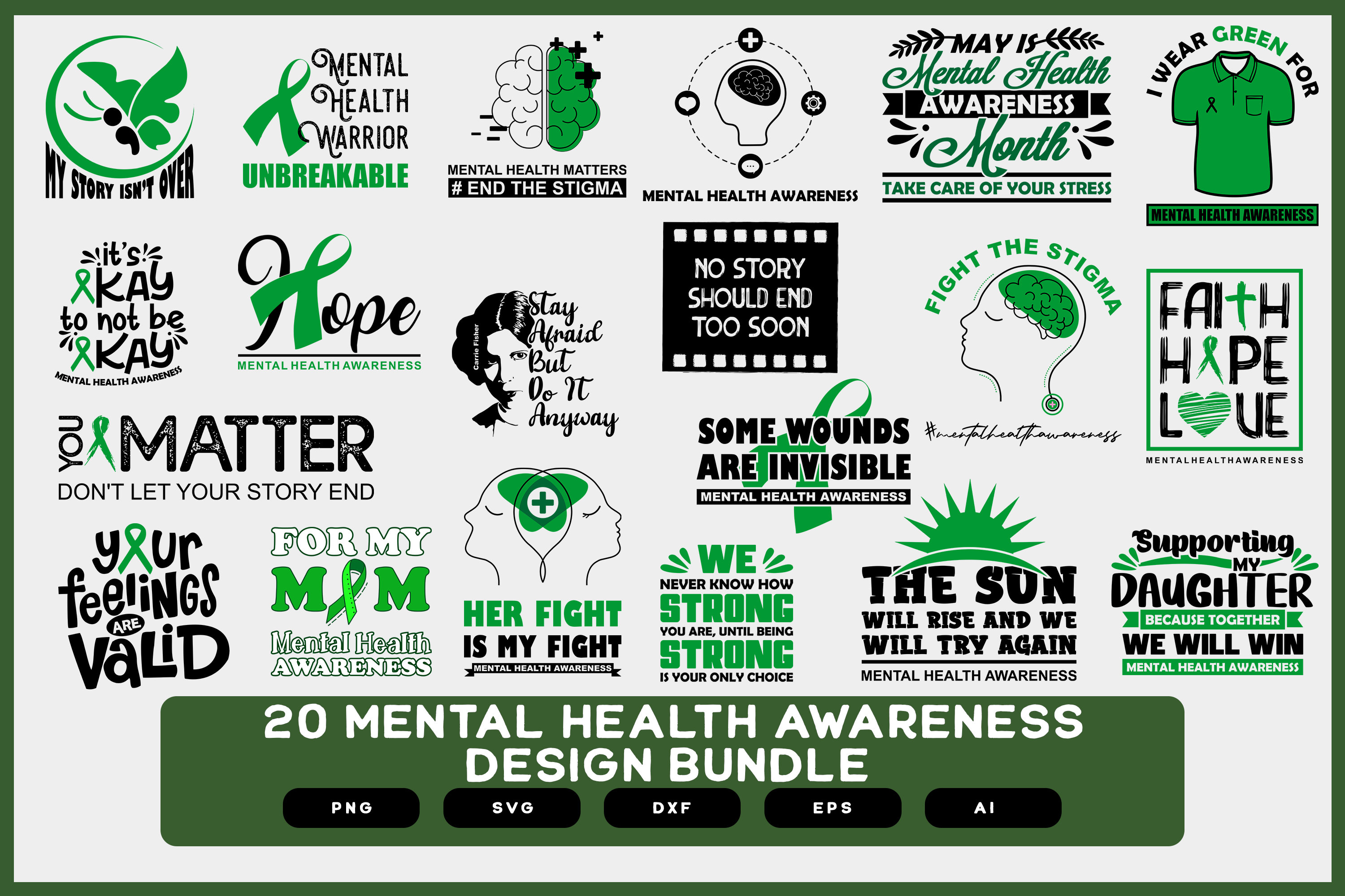 Mental Health Awareness Design Bundle | Mental Health Design | Mental ...