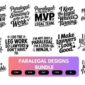Paralegal SVG Bundle | Legal Assistant Clipart, Law Office Quote Cut Files for Cricut & Sublimation