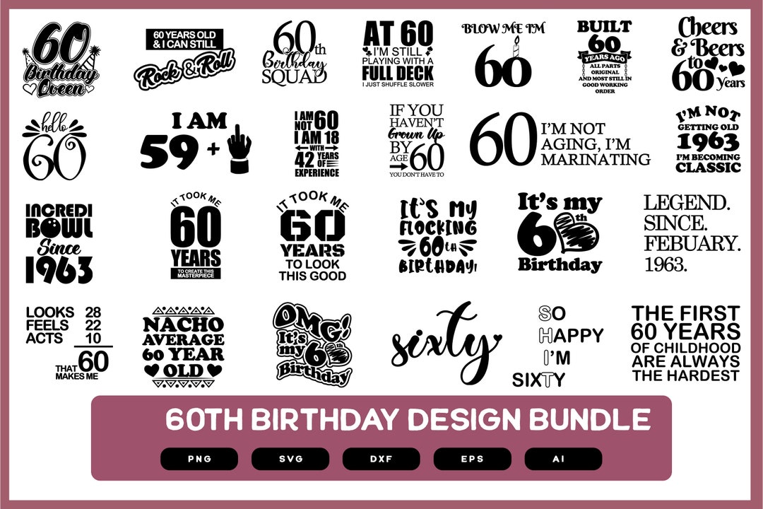 60th Birthday Shirts Design Bundle | 60th Birthday Saying | Senior ...