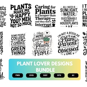 Plant Lover SVG Bundle | Botanical Quotes, Houseplant Cut Files for Cricut, Sublimation & DIY Crafts