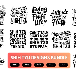 Shih Tzu SVG Bundle | Cute Dog Clipart, Fluffy Pet Silhouette Cut Files for Cricut & Sublimation