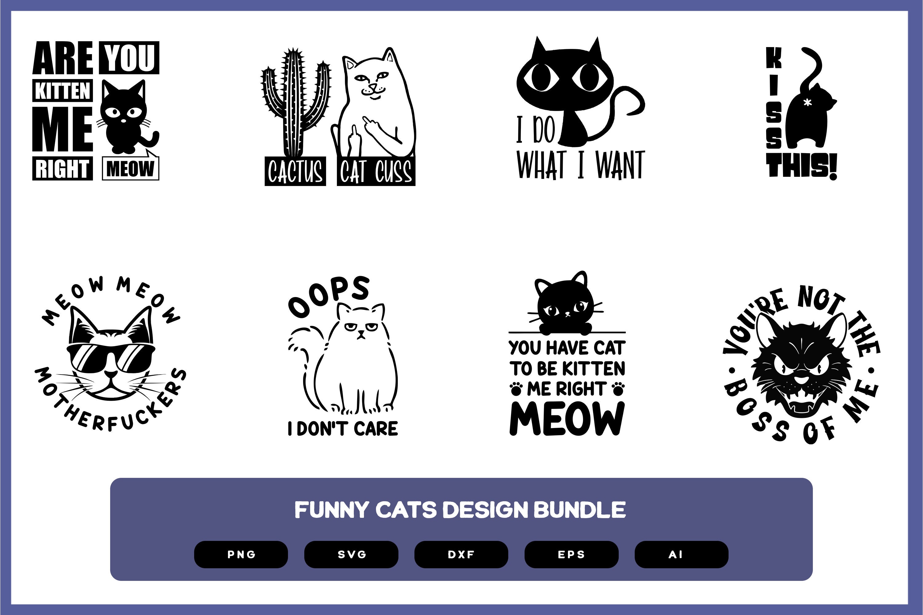 Funny Cats Design Bundle Funny Cats Design Funny Cats Shirt Cats Cats SVG  Cats PNG Funny Cats SVG - Etsy