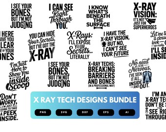 X-Ray Tech SVG Bundle | Radiology Technician Clipart, Medical Designs for Cricut & Sublimation