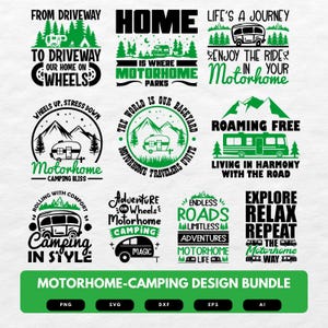 Motorhome camping SVG | RV camping designs | Camper life designs | Cricut camping SVG | Motorhome decals | Camping quotes svg