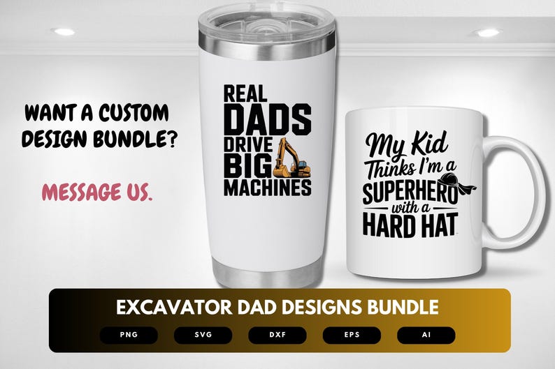 Excavator Dad SVG Bundle | Heavy Machinery Clipart, Construction ...