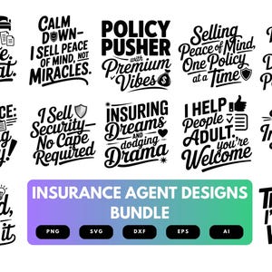Insurance Agent SVG Bundle | Insurance Clipart, Sales Rep Quotes , Career Cut Files for Cricut & Sublimation