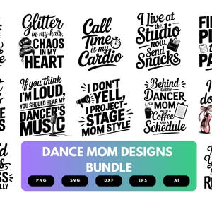 Dance Mom SVG Bundle | Dance Team Clipart, Silhouette Cut Files for Cricut & Sublimation