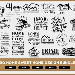 Home Sweet Home SVG Bundle | No Place Like Home SVG | Home Designs Bundle | Home Saying SVG Bundle | Home Quotes Bundle | Living Room Qoutes