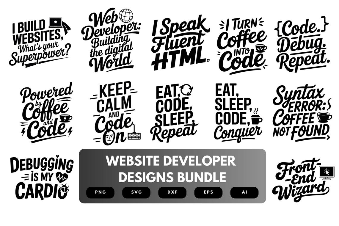 Developer Code Svg Website Developer SVG Bundle | Web Design Quotes, Coding Clipart ...