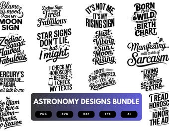 Astronomy SVG Bundle | Space Clipart, Celestial Quote Cut Files for Cricut, Sublimation & Stickers