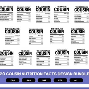 Cousin Nutrition Facts Design Bundle | Cousin Nutrition Design | Cousin SVG | Cousin Shirt | Cousin PNG
