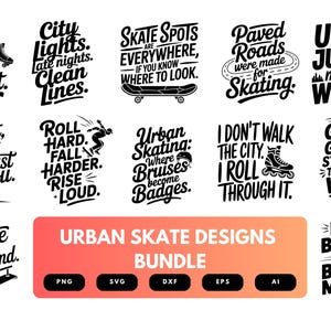 Urban Skate SVG Bundle | Street Skating Cut Files for Cricut, Sublimation & Skater Lifestyle Apparel