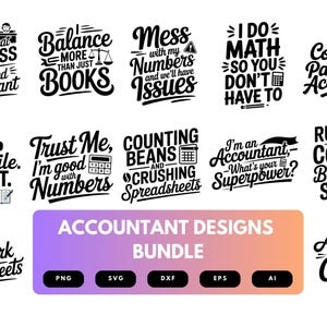 Accountant SVG Bundle | Accounting Clipart, Tax , Finance Silhouette Cut Files for Cricut & Sublimation