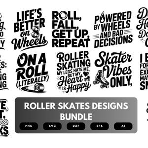 Rollschuhe SVG Bundle | Retro Skating Zitate, Skater Girl Clipart und Roller Derby Cut Dateien für Cricut & Sublimation