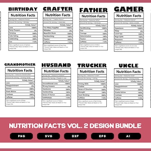 Nutrition Facts Design Bundle Volume 2  | Nutrition Facts SVG | Profession Nutrition Facts Design