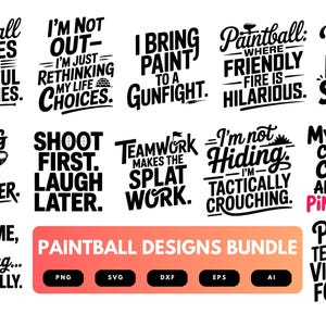 Paintball SVG Bundle | Tactical Sports Clipart, Paintball Gear Designs , Cricut Cut Files for Players & Fans