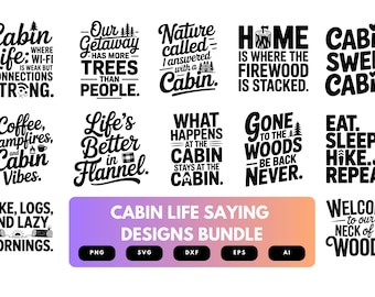 Cabochon Leben SVG Bundle | Rustikale Zitate, Leben im Freien Schnittdateien für Cricut & Sublimation