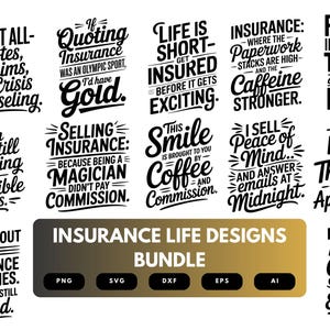 Insurance Life SVG Bundle | Life Insurance Agent Clipart, Motivational Quote Cut Files for Cricut & Sublimation