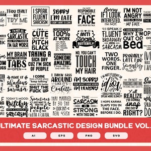 Sarcastic Designs Mega Bundle Volume 3 for Shirts Mugs Vinyl Printing SVG Sarcastic Designs Stickers POD
