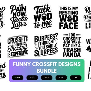 Funny CrossFit SVG Bundle | Workout Quotes , Gym Humor Cut Files for Cricut & Sublimation