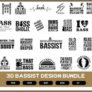30 Bassisten Design Bündel | Basse | Bassisten-Shirt | Bassist Tasse | Bassisten Geschenk | Bassist Tshirt | Bassist SVG | Bassist PNG | Bassisten EPS