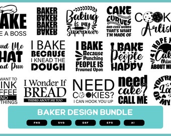 Baker Design  Bundle | Shirt Designs for Bakers | Baking Designs Bundle for Print On Demand | POD designs