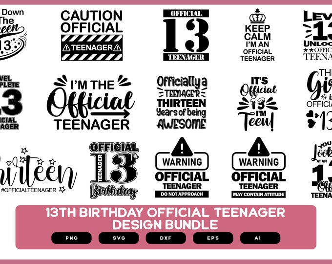 Official Teenager SVG, 13th Birthday Svg, 13th Birthday Shirt, Teenager ...