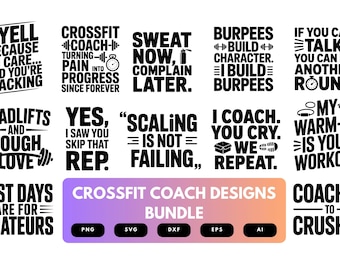 CrossFit Coach SVG Bundle | Fitness Trainer Quotes , Workout Cut Files for Cricut & Sublimation