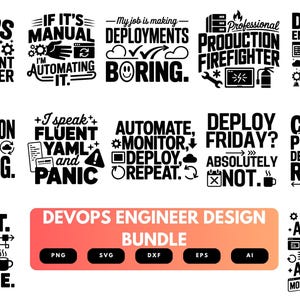 DevOps Engineer SVG Bundle | DevOps Quotes, Software Engineering and IT Tech Career Cut Files for Cricut, Silhouette & Sublimation