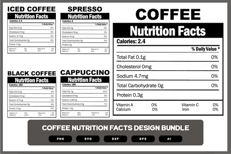 Coffee Nutrition Facts Design Bundle Coffee Shirts Coffee Etsy