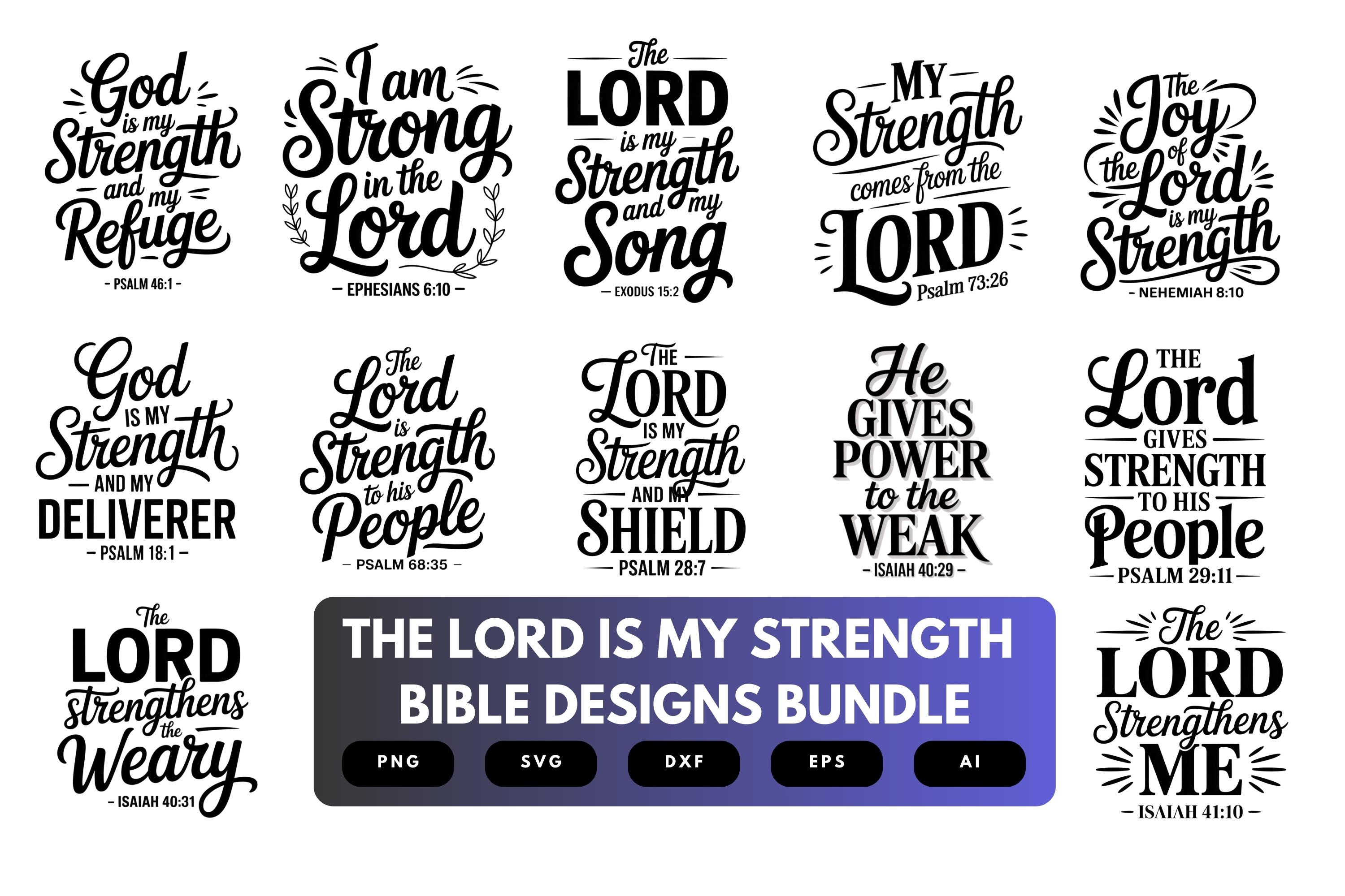 The Lord is My Strength SVG Bundle | Bible Verse Cut Files, Christian ...