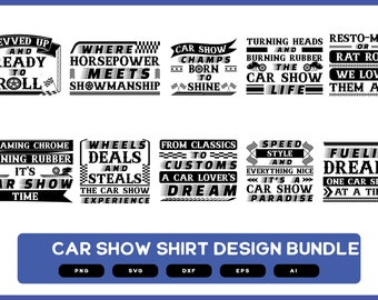 Pacchetto di design per magliette da esposizione di auto / SVG per magliette da esposizione di auto / Pacchetto di design per magliette da esposizione di auto / Versione colorata e nera per magliette da esposizione di auto