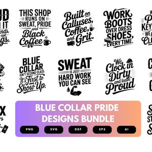 Blue Collar SVG Bundle | Working Class Pride Cut Files for Cricut, Hard ...