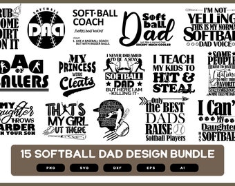 Softball Dad Design Bundle | Softball Dad | Softball Dad SVG | Softball Dad PNG | Softball | Softball SVG | Softball Game | Softball Shirt