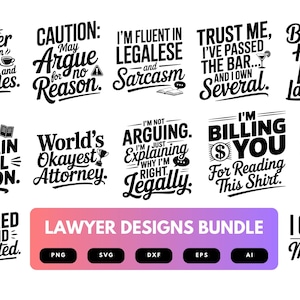 Lawyer SVG Bundle | Attorney Clipart, Legal Quote Cut Files for Cricut & Sublimation