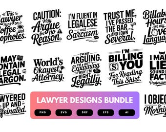 Lawyer SVG Bundle | Attorney Clipart, Legal Quote Cut Files for Cricut & Sublimation