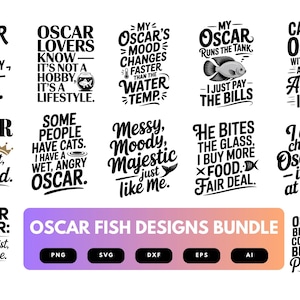 Oscar Fish SVG Bundle | Tropical Aquarium , Cichlid Lover Cut Files for Cricut, Sublimation & Decor
