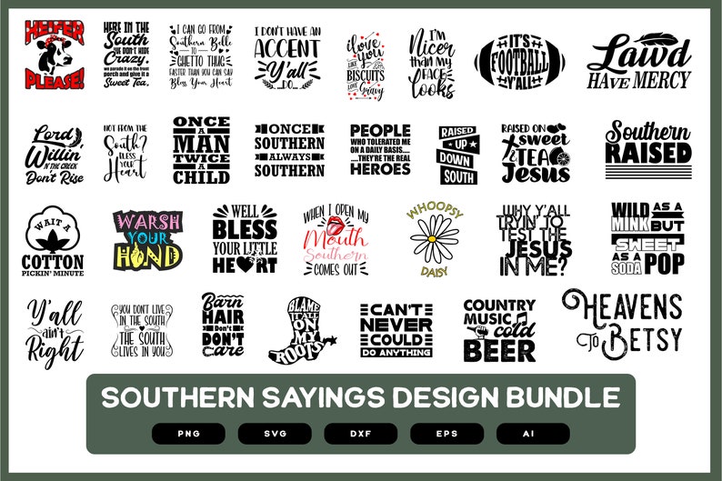 Southern Sayings Design Bundle Southern Sayings Set | Etsy