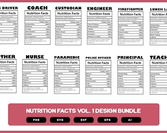 Nutrition Facts Design Bundle Volume 1  | Nutrition Facts SVG | Profession Nutrition Facts Design