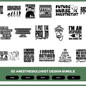 Puede incluir: Un conjunto de 20 diseños gráficos en blanco y negro con citas divertidas e inspiradoras sobre anestesistas. Los diseños son perfectos para crear camisetas, tazas, bolsas de mano y otros productos.