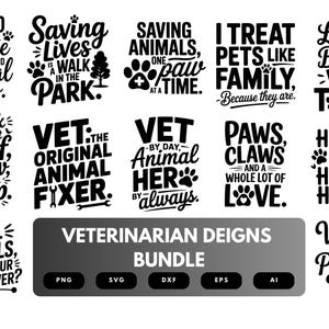 Veterinarian SVG Bundle | Animal Care Clipart, Vet Life Quote Cut Files for Cricut & Sublimation