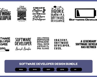 Pacchetto di design per sviluppatori di software / Maglietta per sviluppatori di software / Sviluppo software divertente / Sviluppo software SVG