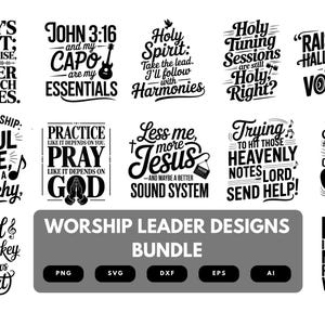 Worship Leader SVG Bundle | Faith Quotes for Church, Cricut Cut Files, Sublimation & DIY Crafts