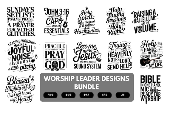 Worship Leader SVG Bundle | Faith Quotes for Church, Cricut Cut Files, Sublimation & DIY Crafts