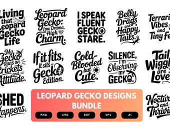 Pacchetto SVG di geco leopardo / Clipart di geco carino, file di taglio di silhouette di rettile per Cricut e sublimazione