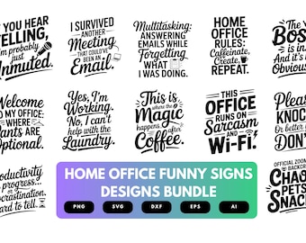 Home Office SVG Bundle | Funny Office Sign Cut Files for Cricut, Work From Home Decor Clipart, Remote Work Quotes