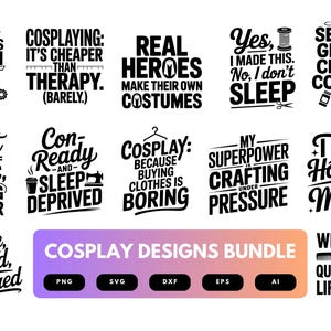 Cosplay SVG Bundle | Costume Maker Clipart, Comic Convention Silhouette Cut Files for Cricut & Sublimation