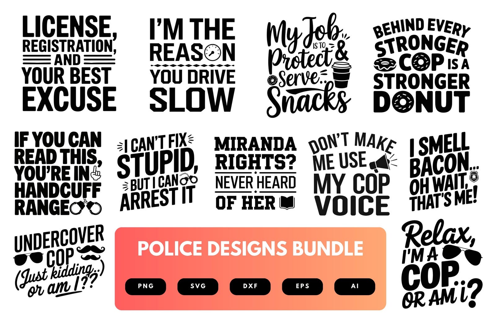 Police Svg Files Police SVG Bundle | Law Enforcement Clipart, Officer Silhouette Cut ...